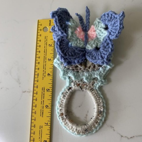 Crochet Kitchen Towel Holder,  Kitchen Towel Hanger, Butterfly - Picture 4 of 4